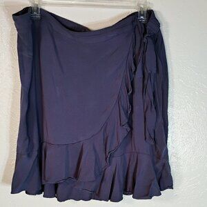 BloomChic Navy Blue Wrap-Style Ruffle Knee Length Skirt Plus Size US 22